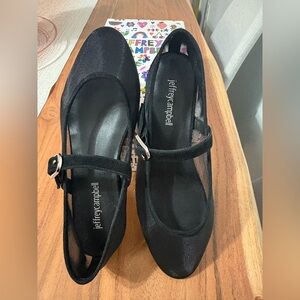 Jeffrey Campbell Chasse Noir Black Mesh Suede Mary Janes